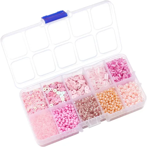 Miniatura 14 de Cuentas surtidas para la fabricación de joyas, cuentas de tubo de cristal para corneta, lentejuelas sueltas, varios tamaños para manualidades