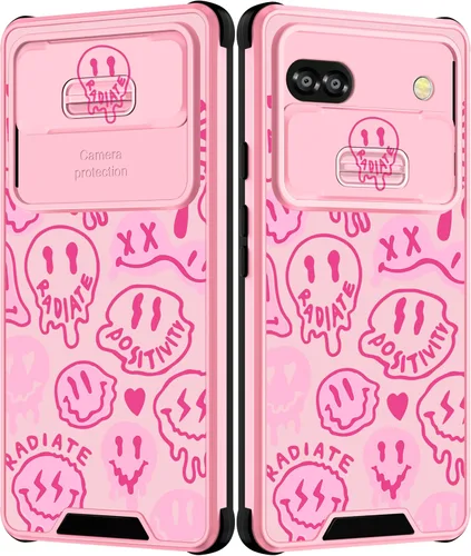 Miniatura 13 de Funda para Google Pixel 6A con diseño de corazón para niñas y mujeres, diseño único de moda negra con funda de cámara deslizante, fundas estéticas