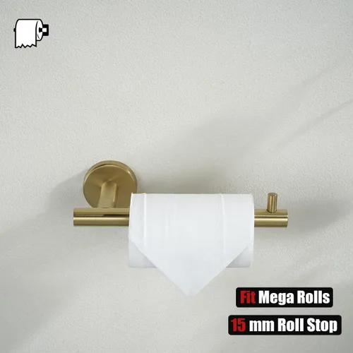 Miniatura 8 de JQK BAS105-BG - Juego de accesorios de baño de 5 piezas de latón dorado para pared, incluye toallero de 24 pulgadas, barra HT de 9 pulgadas, soporte