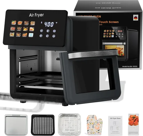 Miniatura 10 de Horno freidora de aire profesional grande de 10 litros con parrilla para uso en cocina, hornos de convección inteligentes 12 en 1, freidora de aire
