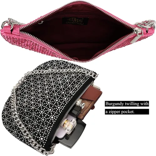 Miniatura 6 de DEXMAY - Bolso de hombro con diamantes de imitación para mujer, bolso de mano para fiesta de noche