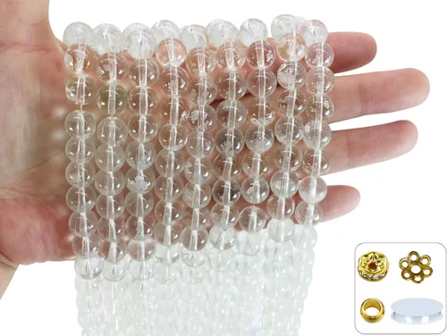 Miniatura 21 de 848 cuentas redondas de cristal agrietado – 0.236 pulgadas, 0.315 pulgadas, 0.394 pulgadas, 0.394 pulgadas, jade artificial para hacer joyas
