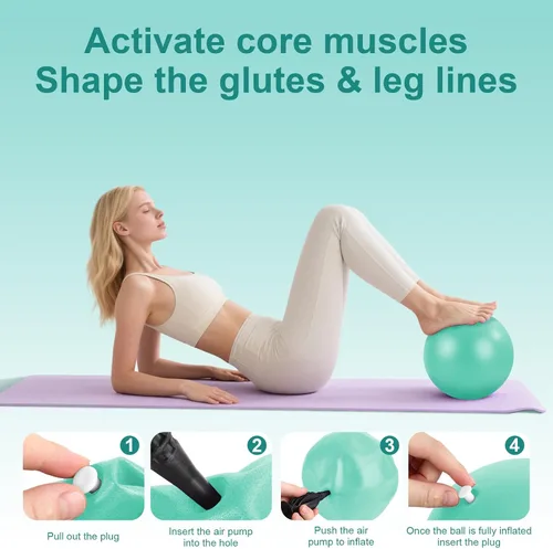 Miniatura 3 de Kit de equipo de pilates para el hogar: incluye un anillo de pilates de 14 pulgadas, una bola de pilates de 9.8 pulgadas, 5 bandas de resistencia