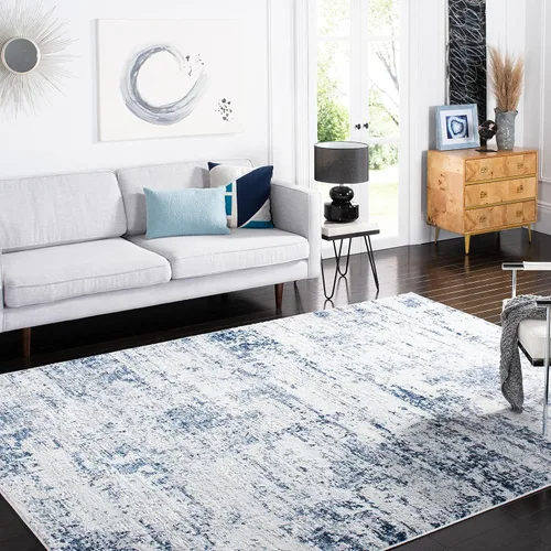 Miniatura 8 de SAFAVIEH Amelia Collection ALA700A - Alfombra decorativa de 2'2" x 4', diseño moderno abstracto, color marfil y azul, no desprende pelusa y de fácil