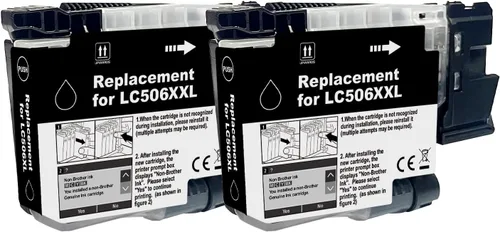 Miniatura 2 de Paquete de 2 cartuchos de tinta negra LC506XXL de alto rendimiento para Brother LC 506 506XXL INKvestment 4355 4555 4557 compatible con impresora