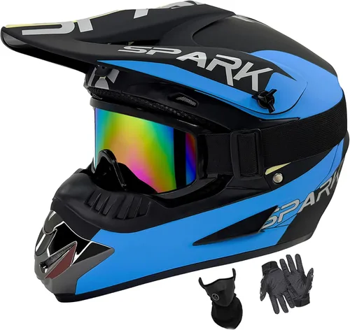 Miniatura 20 de Cascos de motocross para jóvenes, aprobados por DOT, motocross, ATV, todoterreno, cuatro ruedas, cascos de motocicleta BMX con gafas, guantes