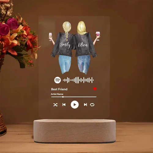 Miniatura 4 de Placa de acrílico de portada de canción y fotografía personalizada de mejores amigas por siempre, álbum de acrílico; regalo ideal para mejores Para