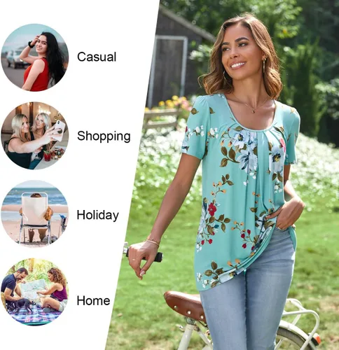 Miniatura 4 de Anymeet - Camisetas de verano para mujer, estilo casual, plisadas, tipo túnica M-3XL