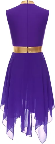 Miniatura 49 de easyforever Vestido de baile sin mangas con bloques de color para mujer, alabanza litúrgica, ropa de baile lírico, vestido de bata de adoración