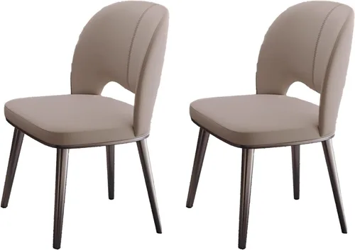 Miniatura 13 de Sillas de comedor de cocina, sillas de comedor curvadas de piel sintética, silla sin brazos con patas de metal, silla de sala de estar para hoteles