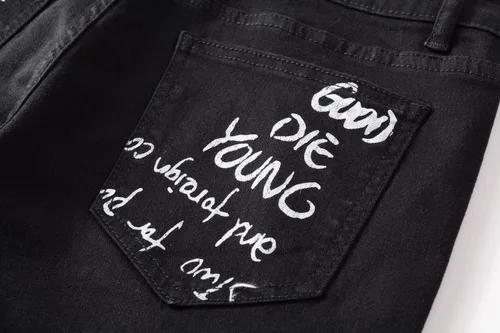 Miniatura 51 de Baylvn - Pantalones de mezclilla entallados y estampados para hombre con corte recto