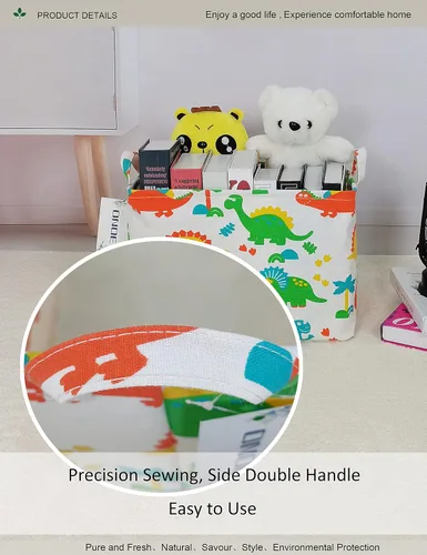 Miniatura 7 de Canasta ONOEV de lavandería, plegable, rectangular, de lona, para guardería, adecuada para niños, oficina, dormitorio, ropa, almacenamiento