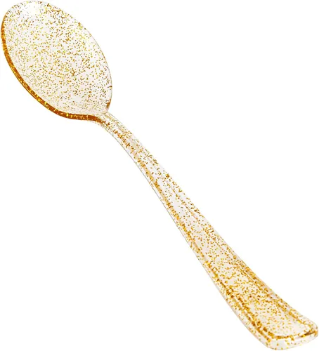 Miniatura 15 de YOUBET 50 tenedores de plástico dorado – Tenedores de plástico resistentes – cubiertos desechables dorados sólidos y duraderos para fiestas, picnic