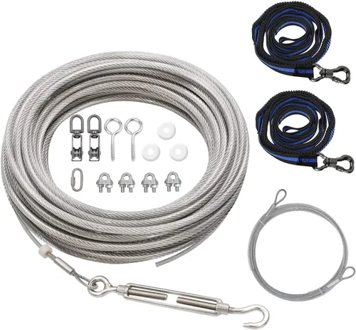 Miniatura 4 de XiaZ Cable de amarre para perros, cable de camino de 50 pies para perros de hasta 200 libras, correa de perro resistente para patio, campamento, al