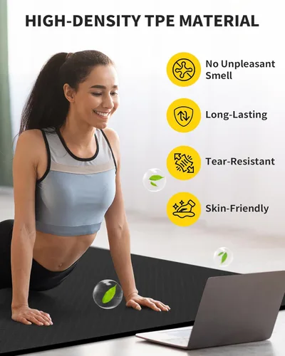Miniatura 5 de CAMBIVO Esterilla de Yoga Grande (6' x 4'), Alfombrilla de Entrenamiento Extra Ancha para Hombres y Mujeres, Esterilla de Yoga Gruesa de 1/3 y 1/4