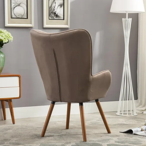 Miniatura 6 de Roundhill Furniture - Silla decorativa doarnin contemporánea de terciopelo sedoso con respaldo de botones, Tela, Chocolate