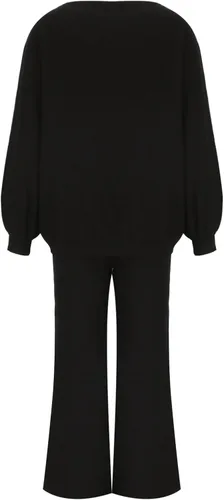 Miniatura 4 de Conjunto de 2 piezas para mujer 2023 para otoño e invierno, manga larga, cuello redondo, sudadera y pantalones largos, cómodo conjunto de terciopelo