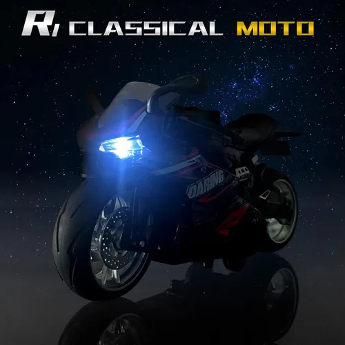Miniatura 5 de Motocicleta de juguete, juguete de motocicleta con sonidos y luces, juguete de modelo de motocicleta a escala 1:12 para niños, vehículo de tracción