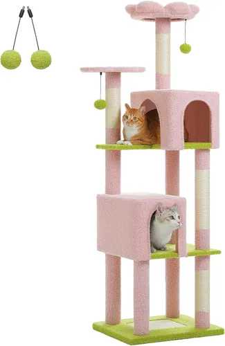 Miniatura 18 de MUTTROS Árbol de gato Cactus de 40" con torre para gatos, hamaca de alfombra grande de metal, poste para arañar para gatos de interior con Verde