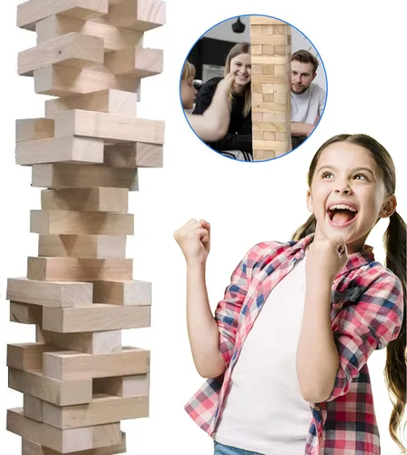 Miniatura 10 de easyGO grandes bloques de madera Stack & Tumble gigante Stacking & Tumble Tower Juego, Stacks a más de 4 pies de altura.