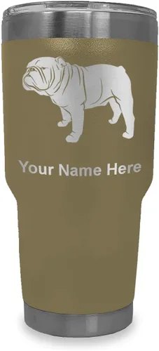 Miniatura 25 de LaserGram Vaso aislado al vacío de 20 onzas, Bulldog Dog, grabado personalizado incluido (negro)