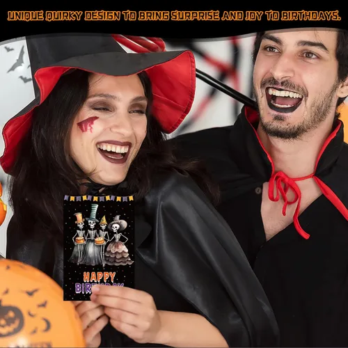Miniatura 3 de WhatSign Divertida tarjeta de cumpleaños de Halloween, diseño de esqueleto espeluznante, tarjetas de Halloween para mujeres, hombres, niñas y niños