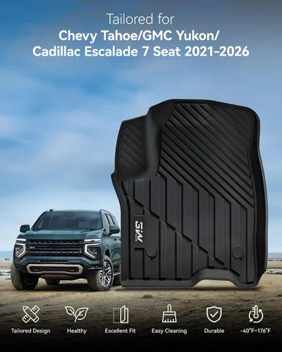 Miniatura 2 de 3W Alfombras para suelo y revestimiento para el maletero y respaldos de asientos para 2021-2026 (Solo 7 asientos) Chevrolet Chevy Tahoe/GMC Yukon