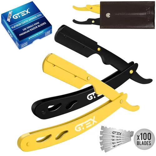 Miniatura 7 de Navajas rectas para hombres 100 Hojas de afeitar GTEX para barbero - 2 Navajas profesionales de una sola hoja para hombres Navajas para barbero