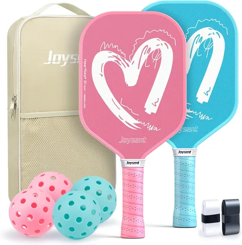 Miniatura 11 de Juego de 2 palas de pickleball aprobadas por USAPA de fibra de carbono con raquetas de pickleball para principiantes, bolas de pepinillo para Marrón