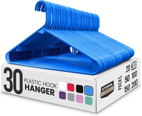Miniatura 25 de Perchas de plástico Utopia Home estándar para hogar de color negro, perchas tubulares para la ropa, resistentes, finas y elegantes Blanco