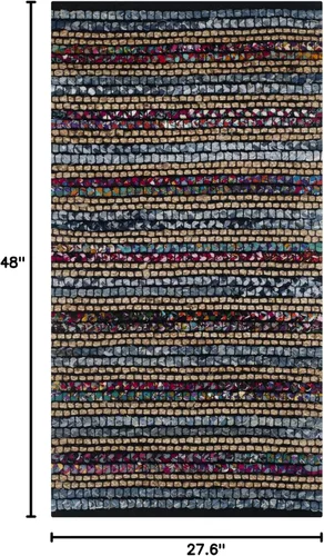 Miniatura 2 de SAFAVIEH Cape Cod Collection CAP361A - Alfombra decorativa de algodón y yute trenzada, hecha a mano, de 2 pies 3 pulgadas x 4 pies, color azul/multi