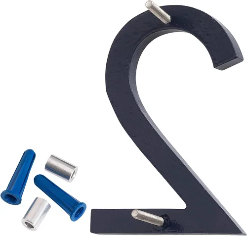 Miniatura 3 de Montague Metal Products MHN-08-F-NY1-2 Números flotantes modernos de aluminio cepillado sólido, 8 pulgadas, azul marino con recubrimiento en polvo