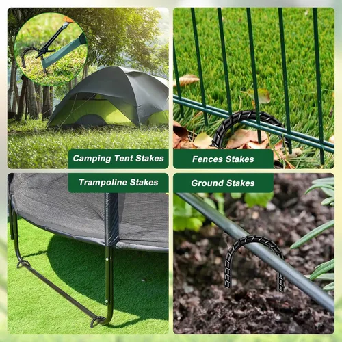 Miniatura 6 de FEED GARDEN Paquete de 8 estacas de barra de refuerzo de 12 pulgadas, gancho en J resistente, estacas galvanizadas para tienda de campaña, anclajes
