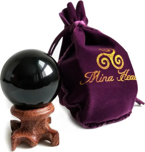 Miniatura 8 de Bola de cristal de obsidiana negra de 1.6 pulgadas para espejo mágico, Fengshui, meditación, curación, adivinación, decoración del hogar, magia negra