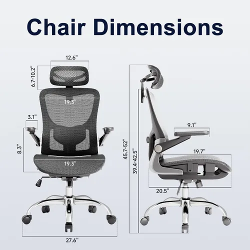 Miniatura 2 de marrap Silla de oficina ergonómica, cojín de asiento de malla con reposabrazos 3D y reposacabezas 3D, soporte lumbar ajustable con función