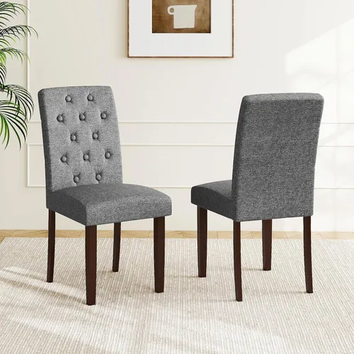 Miniatura 2 de NAFORT Sillas de comedor de tela, sillas clásicas de respaldo alto para cocina, sala de estar, patas de madera de goma maciza, silla acolchada