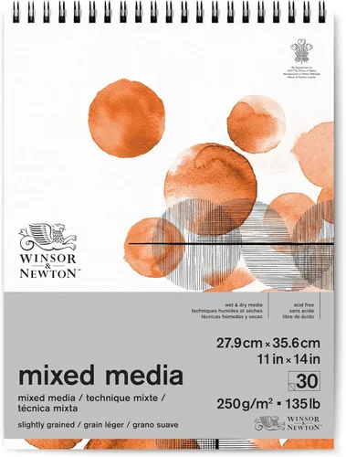 Miniatura 9 de Winsor & Newton Bloc de medios mixtos profesional, 9" x 12", 30 hojas, 250gsm, blanco