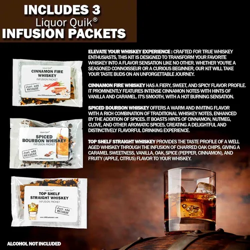 Miniatura 2 de Liquor Quik Kit de infusión de whisky – Kit completo de fabricación de whisky de bricolaje completo con recipiente infusor de vidrio de 15.2 fl oz
