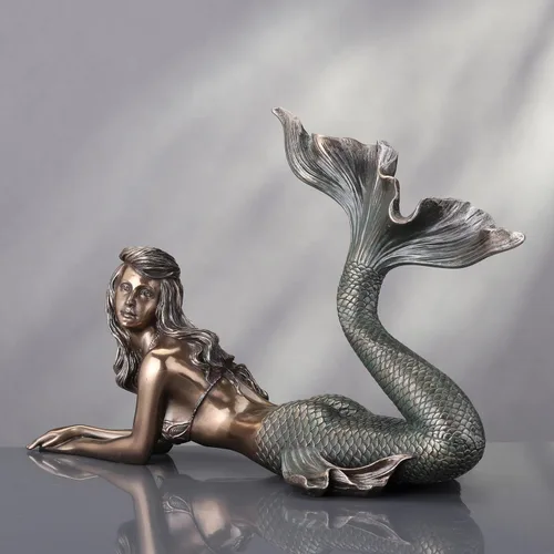 Miniatura 3 de Veronese Design 7 5/8" de altura de sirena acostada estatua náutica escultura estatua estatua Bronce