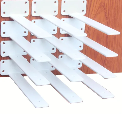 Miniatura 23 de Paquete de 2 - Soportes de estante en L ocultos negros de 4 pulgadas (1/5 pulgada de grosor) Soportes de estante flotante de hierro Soportes