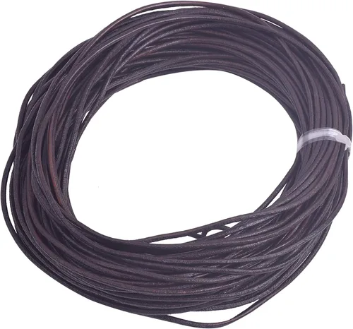 Miniatura 37 de KONMAY Cordón redondo de cuero real de 0.039 pulgadas, cordón de cuero negro de 25 yardas para hacer joyas, collares, pulseras y manualidades