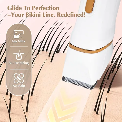 Miniatura 3 de EiLVEEY Recortadora de bikini eléctrica para mujer, afeitadora eléctrica recargable 5 en 1 para mujer, recortadora de pelo púbico impermeable IPX7