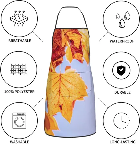 Miniatura 6 de Bonito delantal de arce, delantales de cocina para hombres y mujeres, delantal de cocina delantal de chef delantal de jardín ajustable con 2