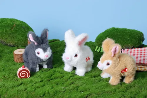 Miniatura 6 de Hopearl Juguete electrónico interactivo de conejo de peluche LED Hopping Rabbit Repeat What You Said para mascotas, juguete animado que canta, habla