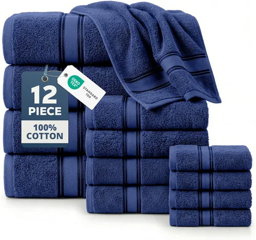 Miniatura 72 de Lane Linen Juego de 4 toallas de baño de 100 % algodón (35 x 66 pulgadas), juego de toallas de baño extragrandes de algodón sin torsión, secado Gris