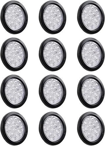 Miniatura 81 de Kit de tapones de cableado con cubierta de hule para luz trasera LED redonda de 4", 12 ledes, para RV, camioneta Luz roja - Lente transparente