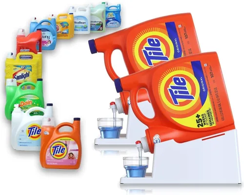 Miniatura 14 de TidyFriend - Paquete de 3 soportes para detergente líquido con bandeja de goteo y patas de agarre de goma, soporte para organización y Blanco