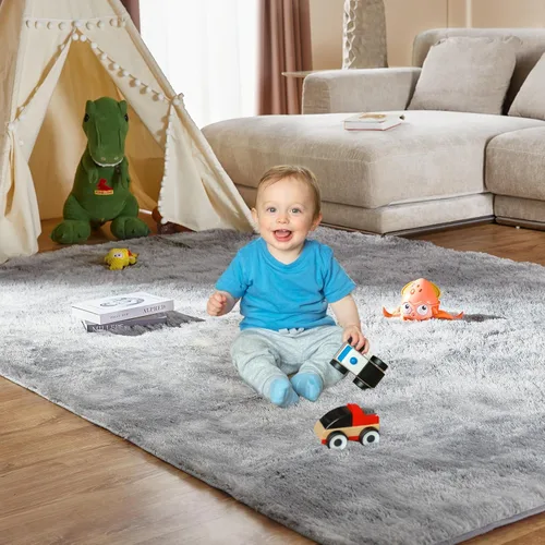 Miniatura 3 de Alfombras grandes de área para sala de estar, alfombras mullidas y peludas de felpa suave para dormitorio, alfombra de suelo interior para niños
