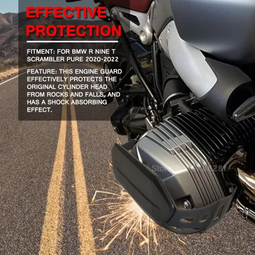 Para BMW R nineT R Nine T RnineT R9T Pure Scrambler 2020-2024 K23 motocicleta motor protector protector cubierta (negro)