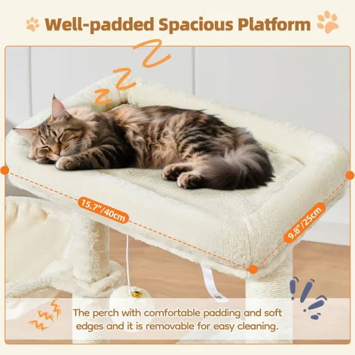 Miniatura 4 de Taoqimiao Árbol para gatos, torre para gatos de 38.5 pulgadas para gatos de interior, adecuado para gatitos con lujoso condominio para gatos